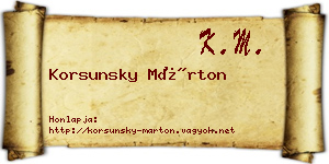 Korsunsky Márton névjegykártya